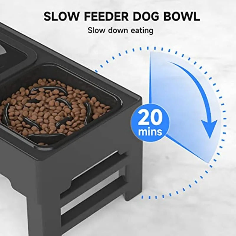 Elevated Feeding Tray with Slow Feeder